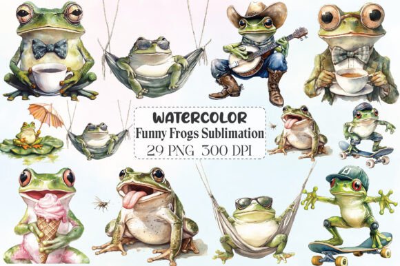 Download Funny Frogs Sublimation Clipart - Premium Resources