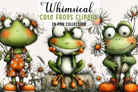 Download Whimsical Frogs Clipart PNG Bundle - Premium Resources