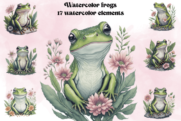 Download Watercolor Cute Frogs - Premium Resources