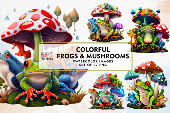 Download Colorful Frogs and Mushrooms Sublimation - Premium Resources