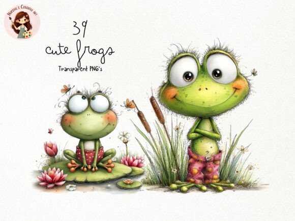 Download Cute Frogs Clipart PNG Bundle - Frogs Collection