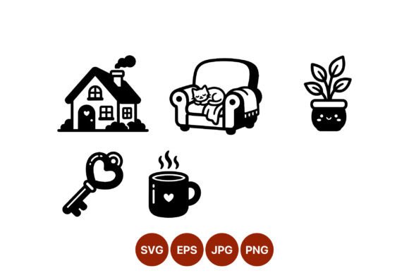 Download Cozy Home Icon Set Black White - Cozy home Collection