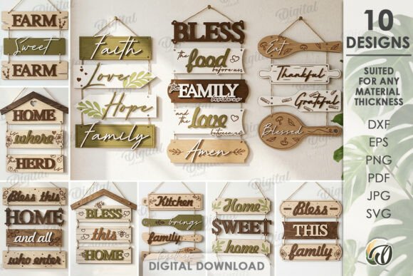 Download Rustic Home Wall Decors Bundle Laser Cut - Home Collection