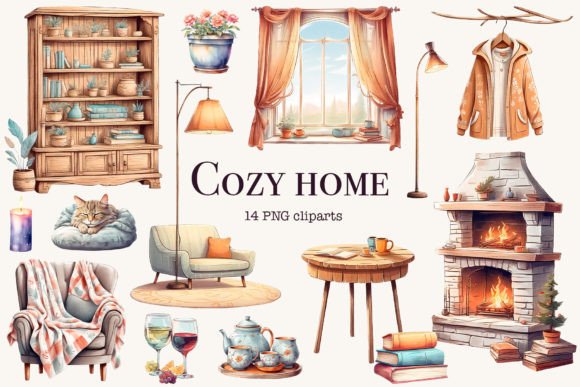 Download Cozy Home Clipart Set - Cozy home Collection