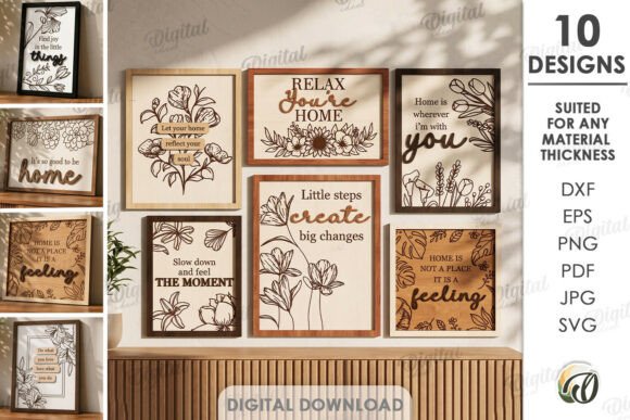Download Wooden Home Decor Bundle Laser Cut - Home Collection