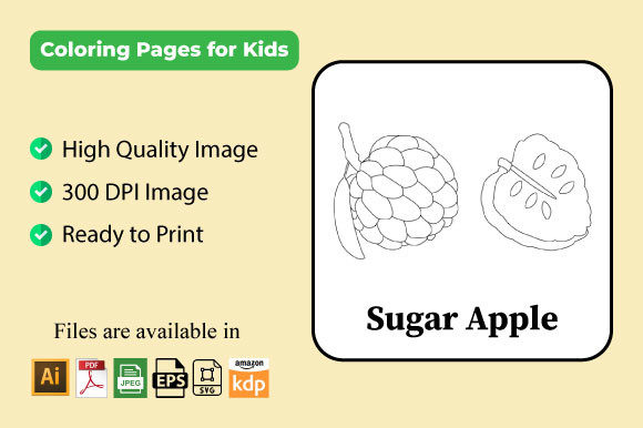 Download Sugar Apple Coloring Pages KDP for Kids - Apple coloring pages Collection